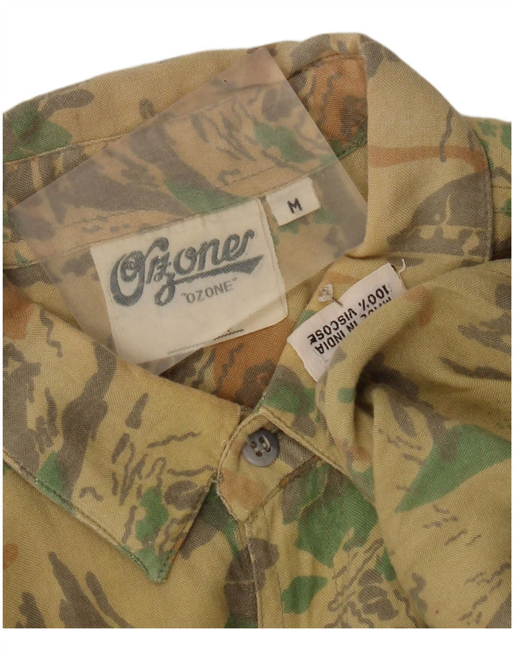 Ozone Mens Abstract Pattern Shirt Medium Yellow Viscose