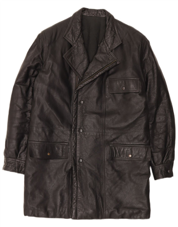 Jachetă de piele vintage pentru bărbați IT 48 Medium Black