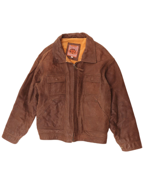 Jachetă de piele vintage pentru bărbați UK 40 mare maro