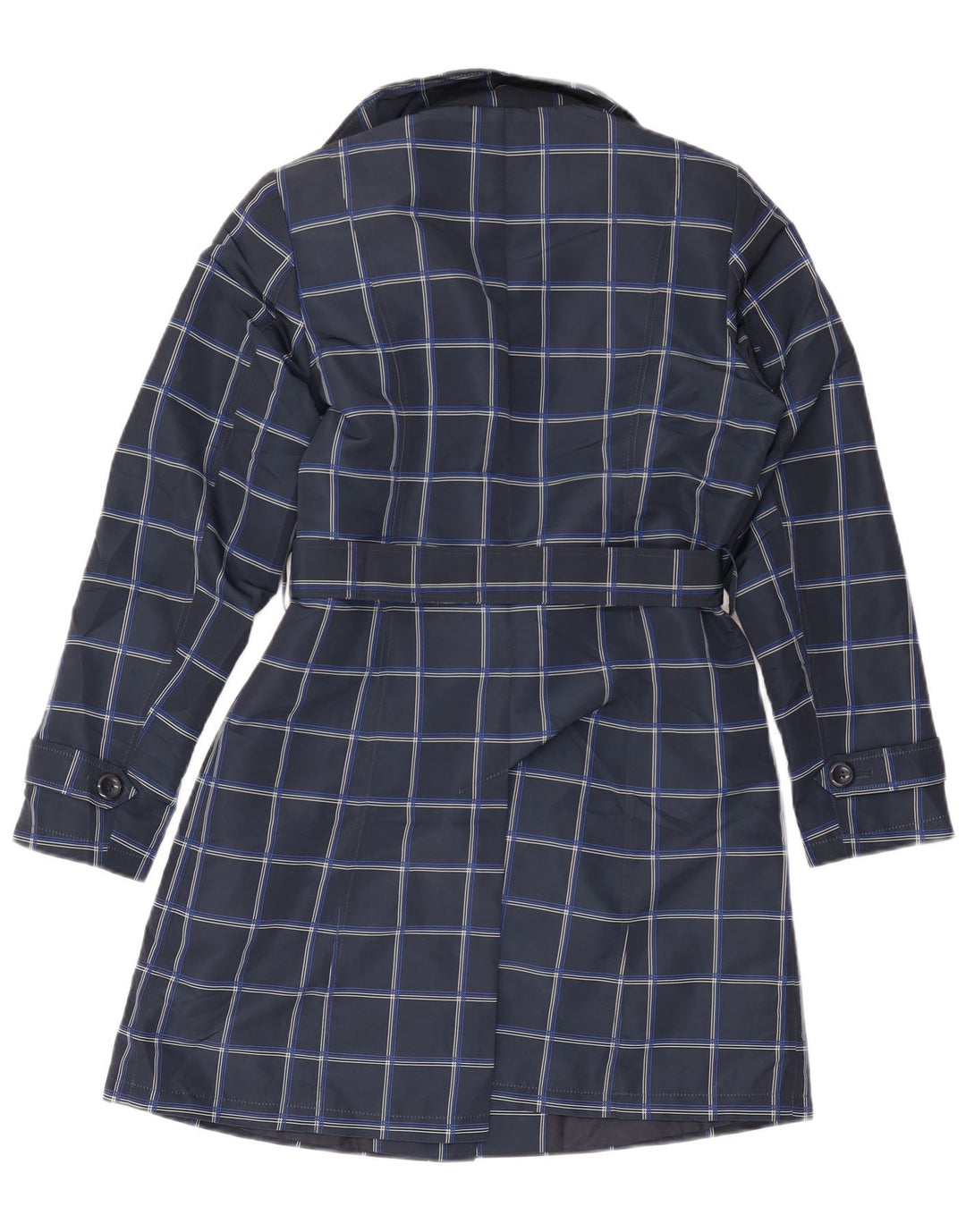 Trench pentru femei Marks & Spencer UK 12 Poliester cu carouri albastru bleumarin mediu