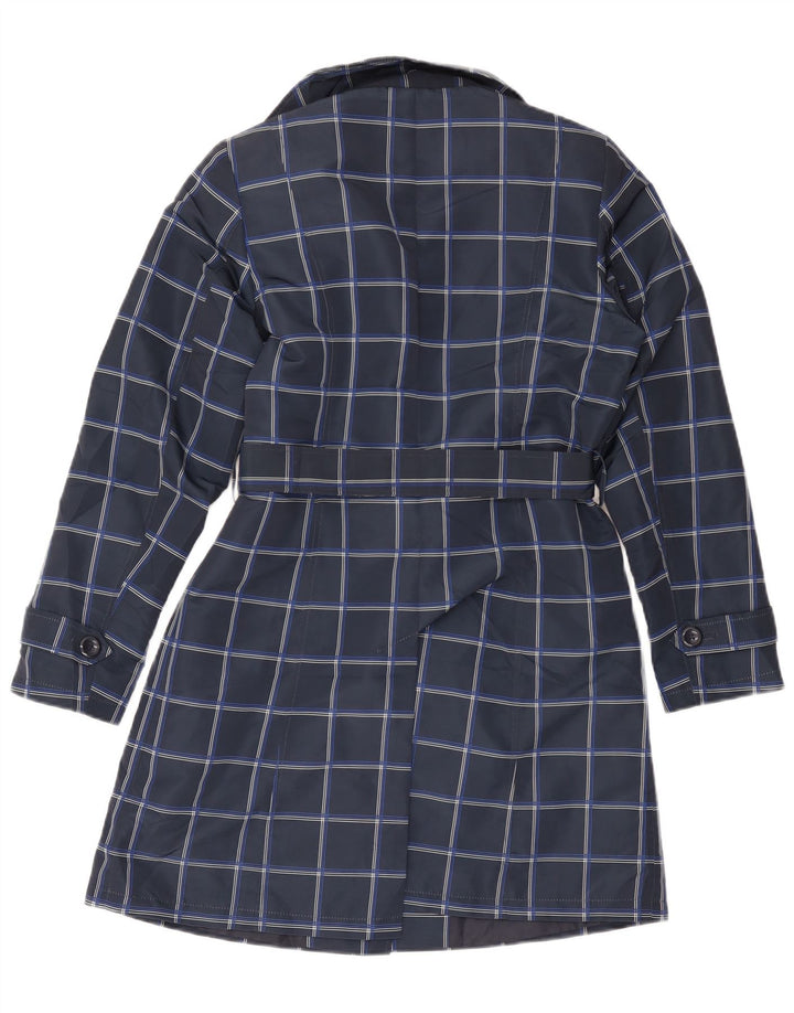 Trench pentru femei Marks & Spencer UK 12 Poliester cu carouri albastru bleumarin mediu