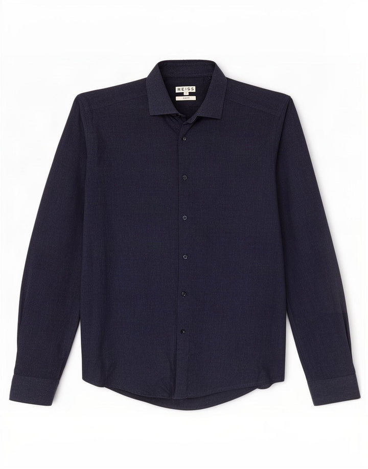 Cămașă Slim Fit Reiss pentru bărbați, bumbac, albastru bleumarin