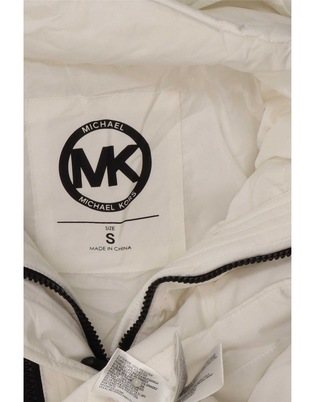Jachetă căptușită cu glugă Michael Kors pentru femei UK 10 Poliester alb mic