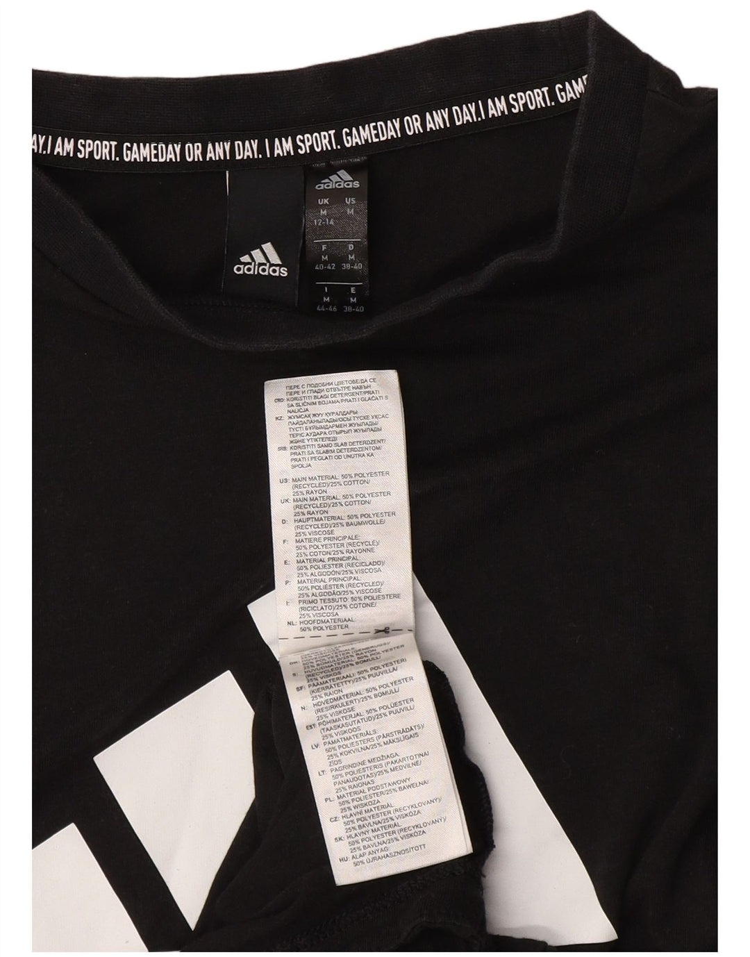 Top cu vestă grafică ADIDAS pentru femei UK 12/14 Poliester mediu negru