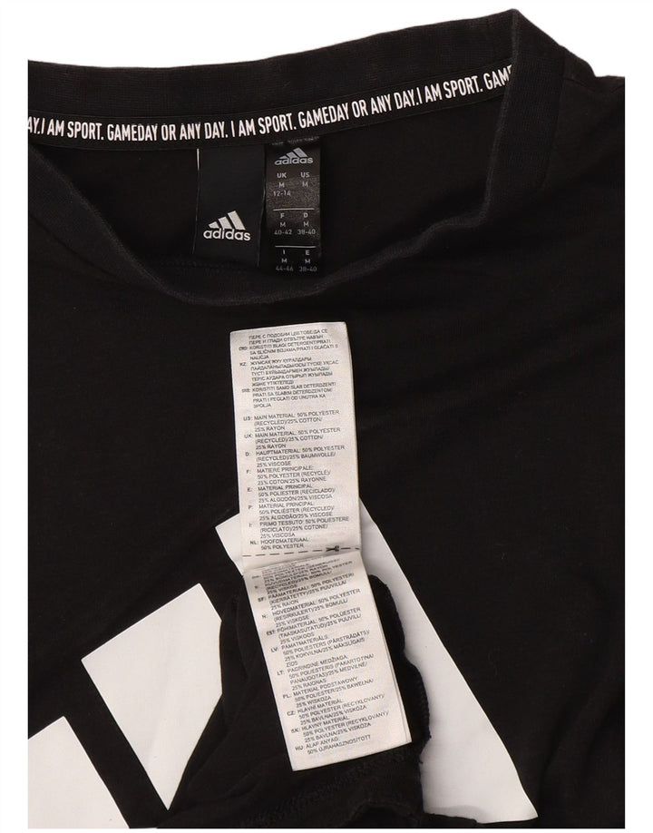 Top cu vestă grafică ADIDAS pentru femei UK 12/14 Poliester mediu negru