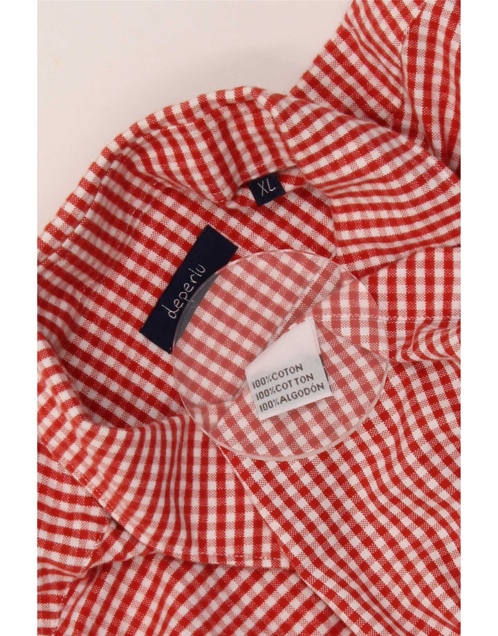 Cămașă pentru bărbați Deperlu Flannel XL Red Gingham Bumbac