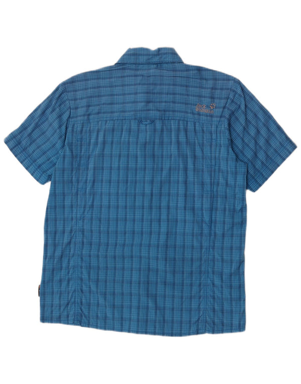 Jack Wolfskin Cămașă cu mânecă scurtă pentru bărbați Marea Britanie 40/42 Poliamidă mare cu carouri albastre