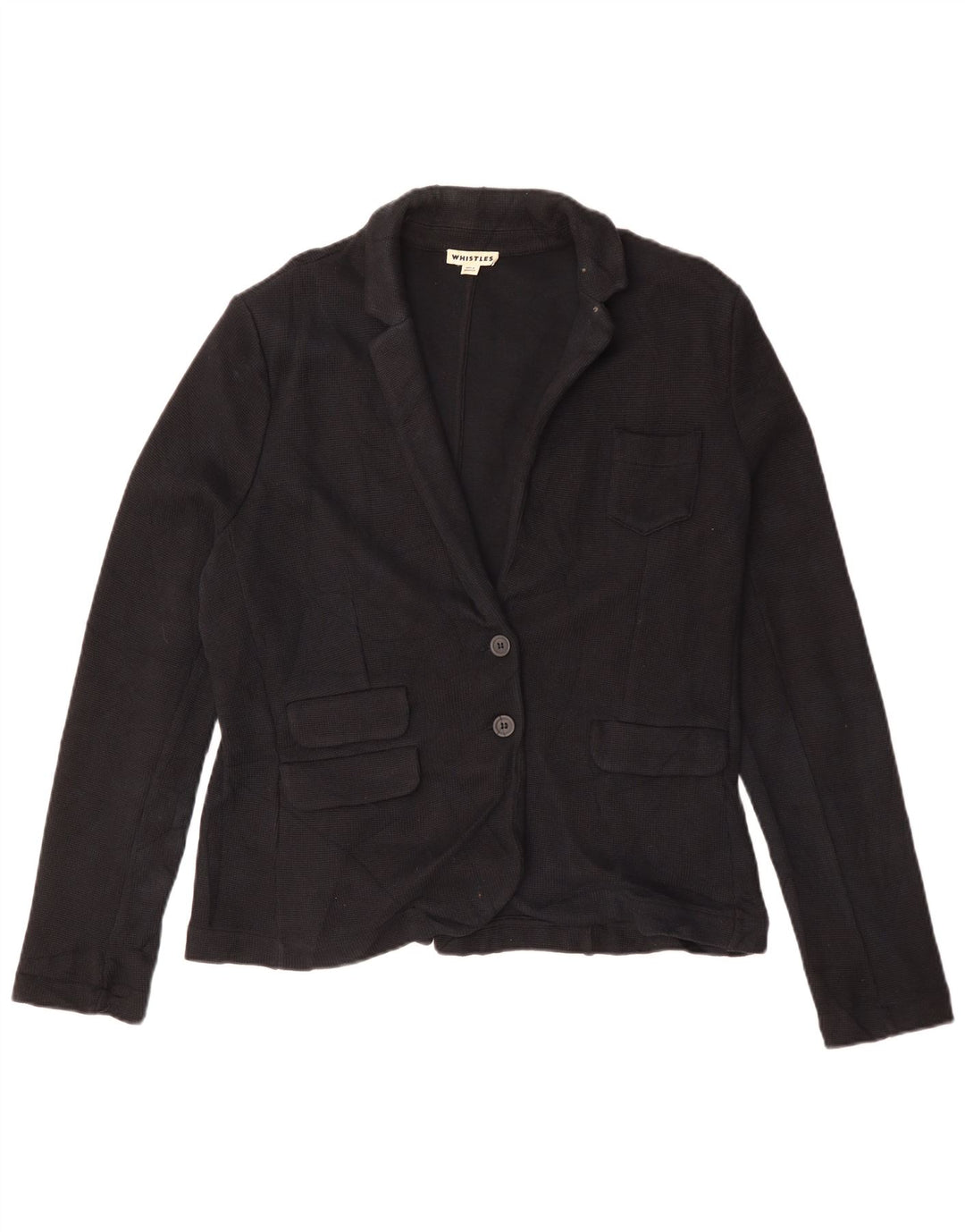Blazer pentru femei Whistles cu 2 nasturi, UK 16, mare, negru, bumbac