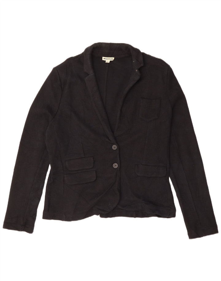 Blazer pentru femei Whistles cu 2 nasturi, UK 16, mare, negru, bumbac