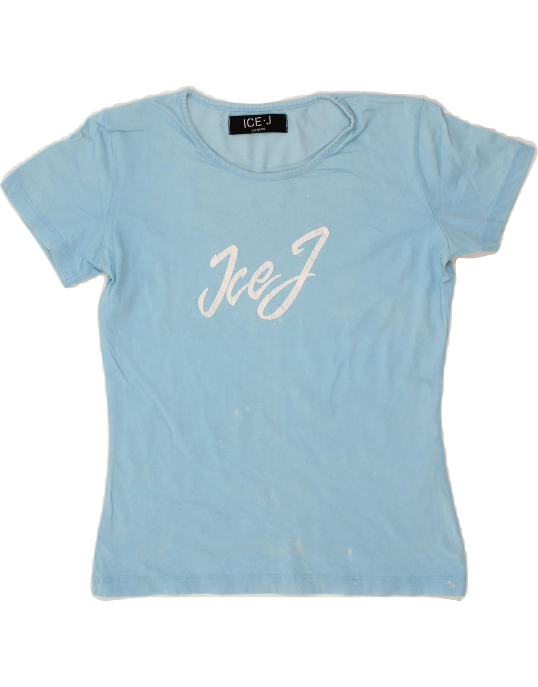 ICEBERG Womens Graphic T-Shirt Top UK 12 Medium Blue Cotton Vintage Iceberg and Second-Hand Iceberg from Messina Hembry 