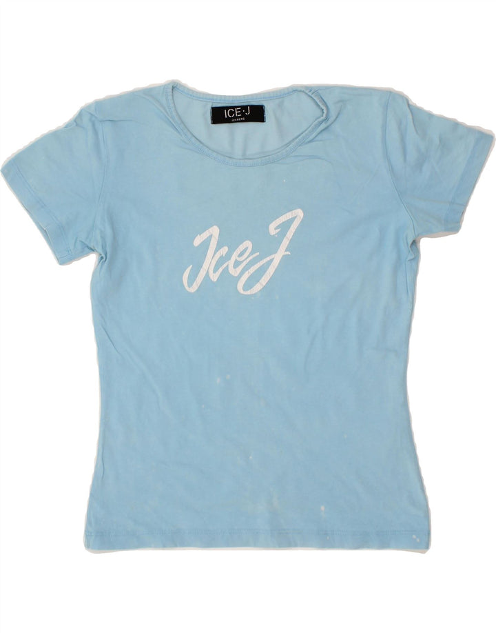 ICEBERG Womens Graphic T-Shirt Top UK 12 Medium Blue Cotton Vintage Iceberg and Second-Hand Iceberg from Messina Hembry 