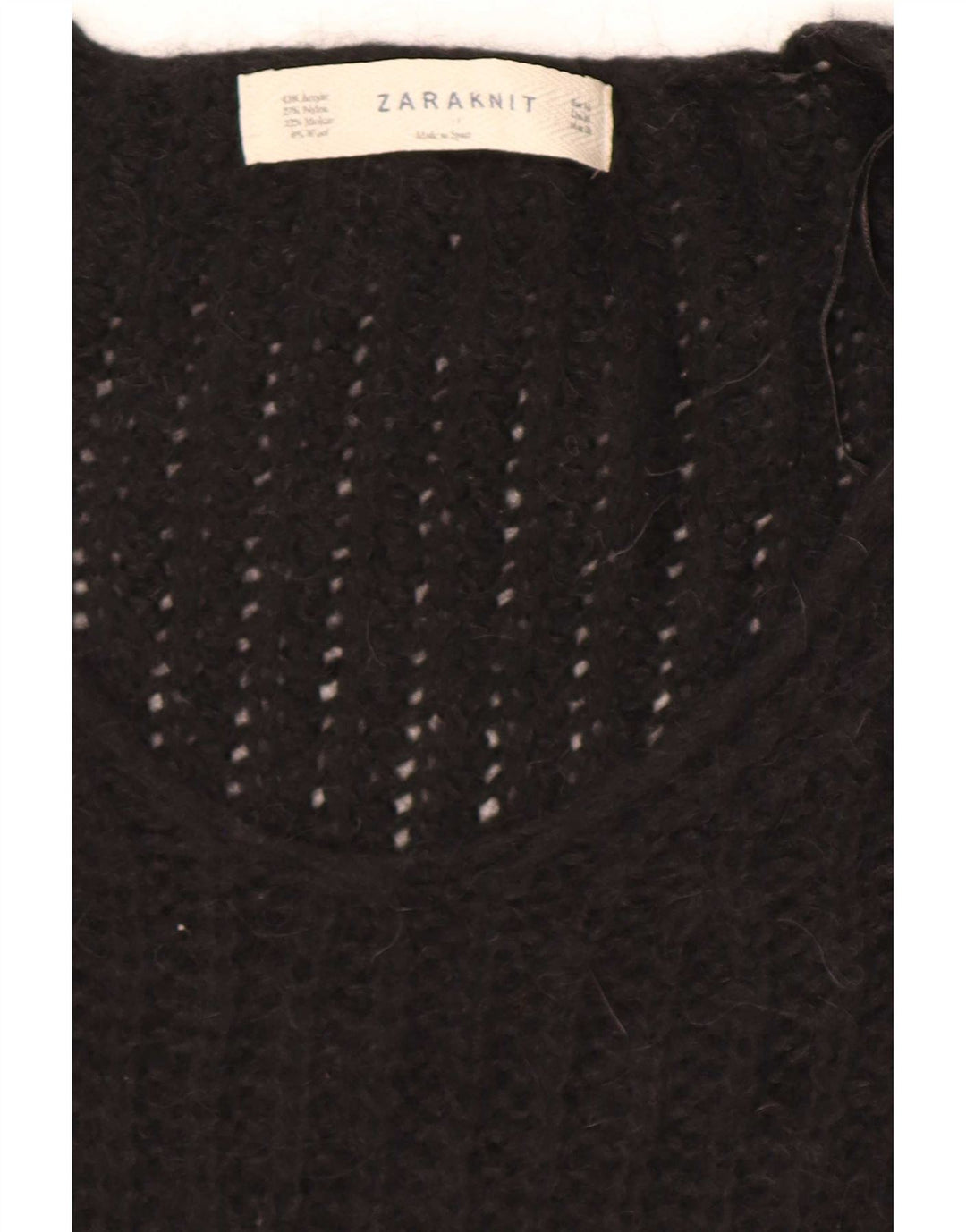 Pulover cu decolteu în V Zara pentru femei UK 14 Medium Negru Acrilic