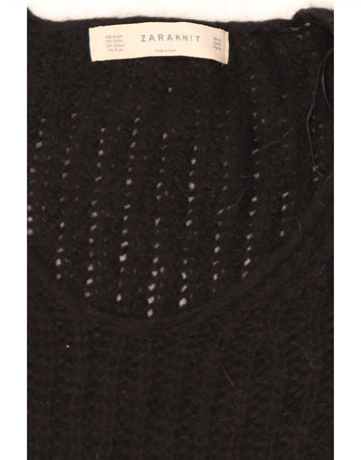 Pulover cu decolteu în V Zara pentru femei UK 14 Medium Negru Acrilic