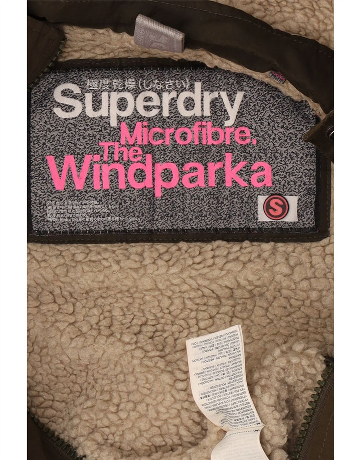 Jachetă parka cu glugă Superdry pentru femei UK 10 mic bumbac kaki