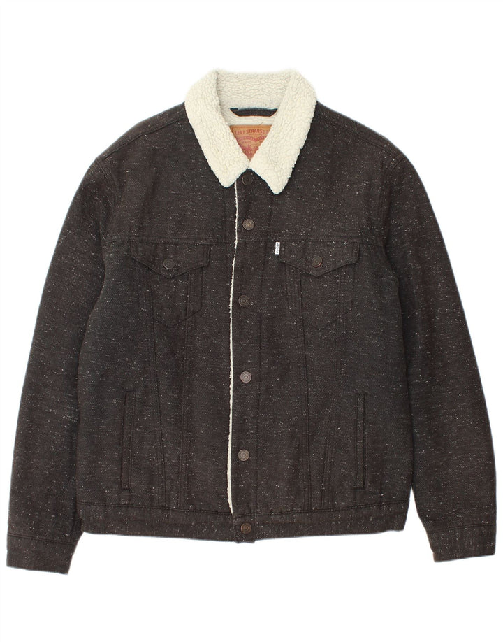 Jachetă Sherpa pentru bărbați Levi's UK 40, mare, gri bumbac cu pete