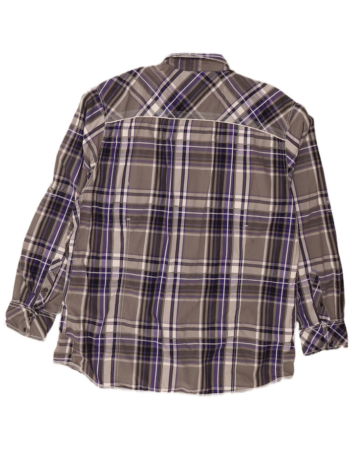 Cămașă de flanel BKE Athletic Fit 2XL, bumbac cu carouri gri
