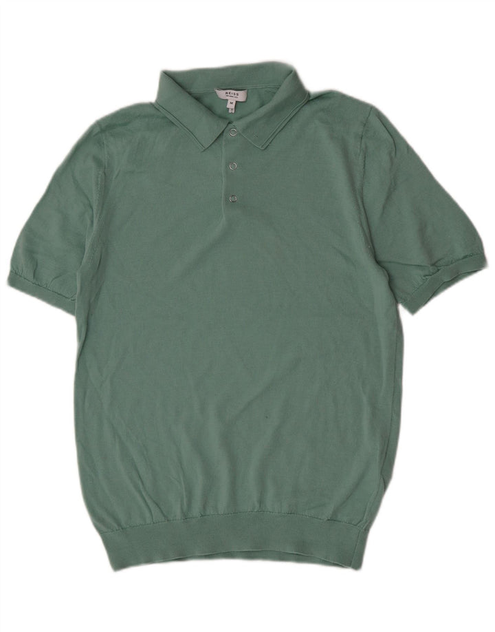 Tricou polo Reiss pentru bărbați, lână verde medie