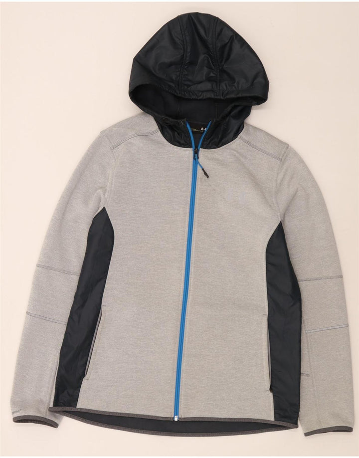 Pulover cu capotă cu fermoar Under Armour pentru bărbați, mare, gri, poliester color bloc