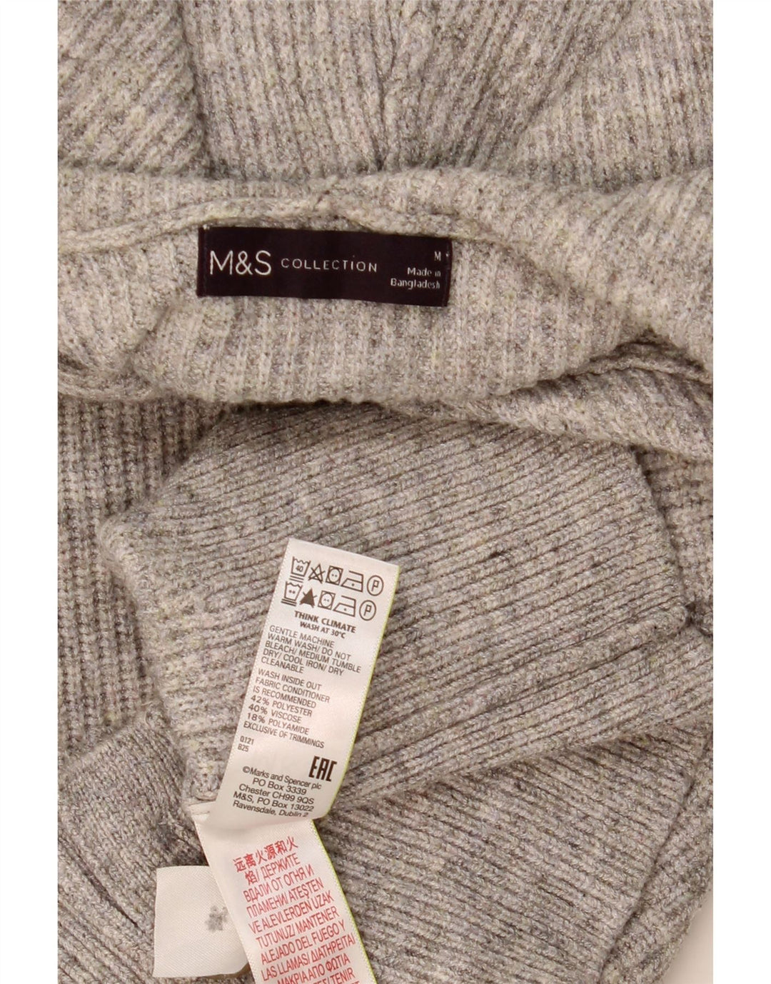MARKS & SPENCER Pulover cardigan cu glugă pentru femei UK 14 Poliester mediu gri