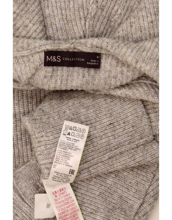 MARKS & SPENCER Pulover cardigan cu glugă pentru femei UK 14 Poliester mediu gri
