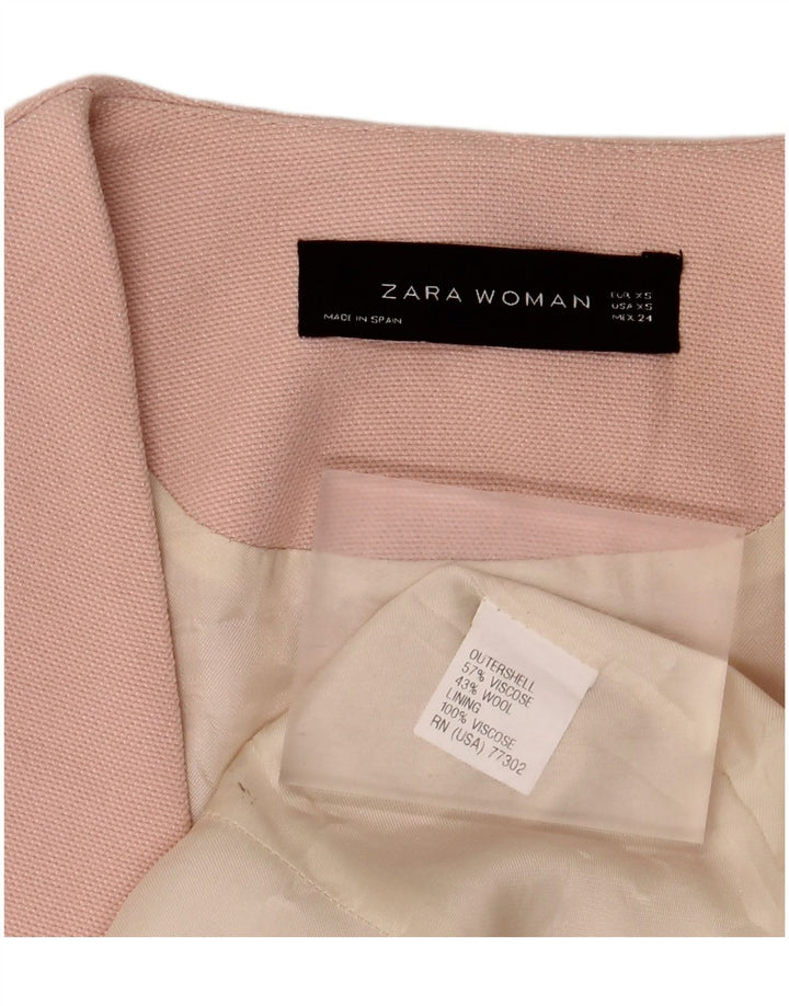 Jachetă Blazer pentru femei deschisă Zara UK 6 XS roz viscoză