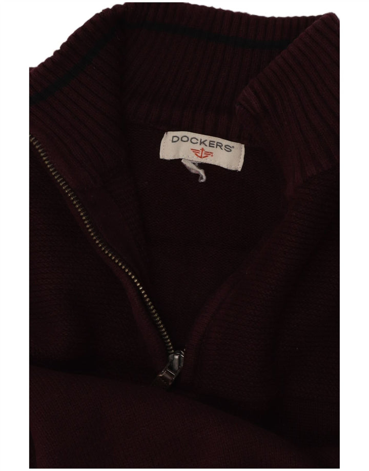 DOCKERS Pulover pentru bărbați, cu fermoar, cu gât, mare, burgundă