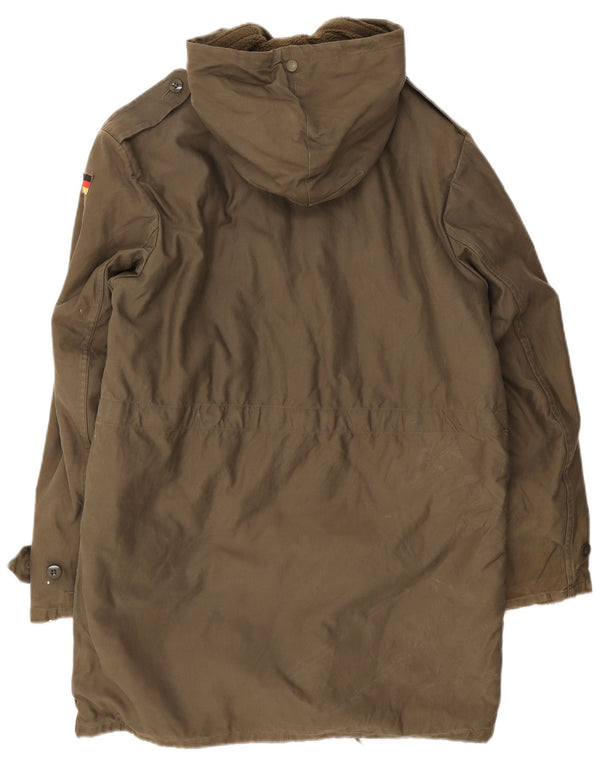Vintage Mens Military Hooded Sherpa Parka Jacket UK 36 Small Khaki Cotton