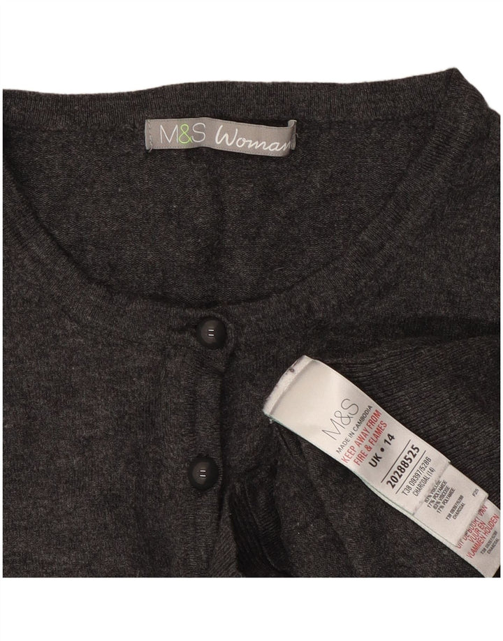 Marks & Spencer Pulover Crop Cardigan pentru Damă UK 14 Medium Gri Viscose