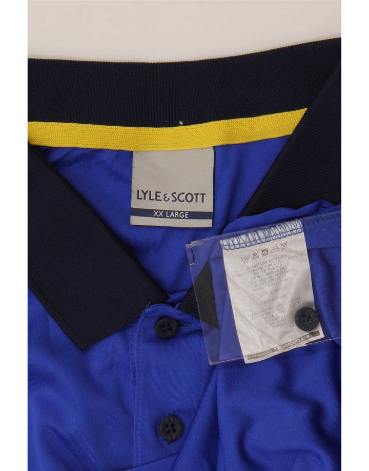 Tricou polo Lyle & Scott pentru bărbați, poliester geometric 2XL albastru