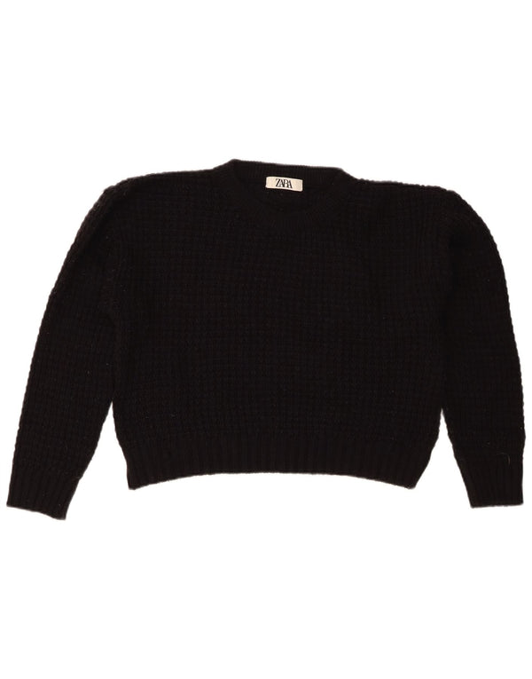 Pulover Pulover Crop Crew Deck pentru Damă Zara UK 14 Medium Negru