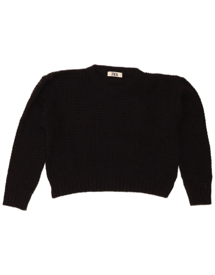 Pulover Pulover Crop Crew Deck pentru Damă Zara UK 14 Medium Negru