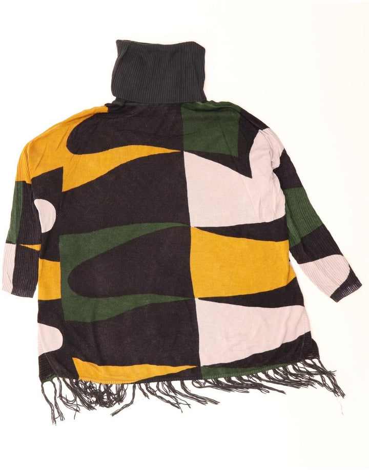 Desigual Pulover cu gât rulat pentru femei UK 10 Small Green Geometric