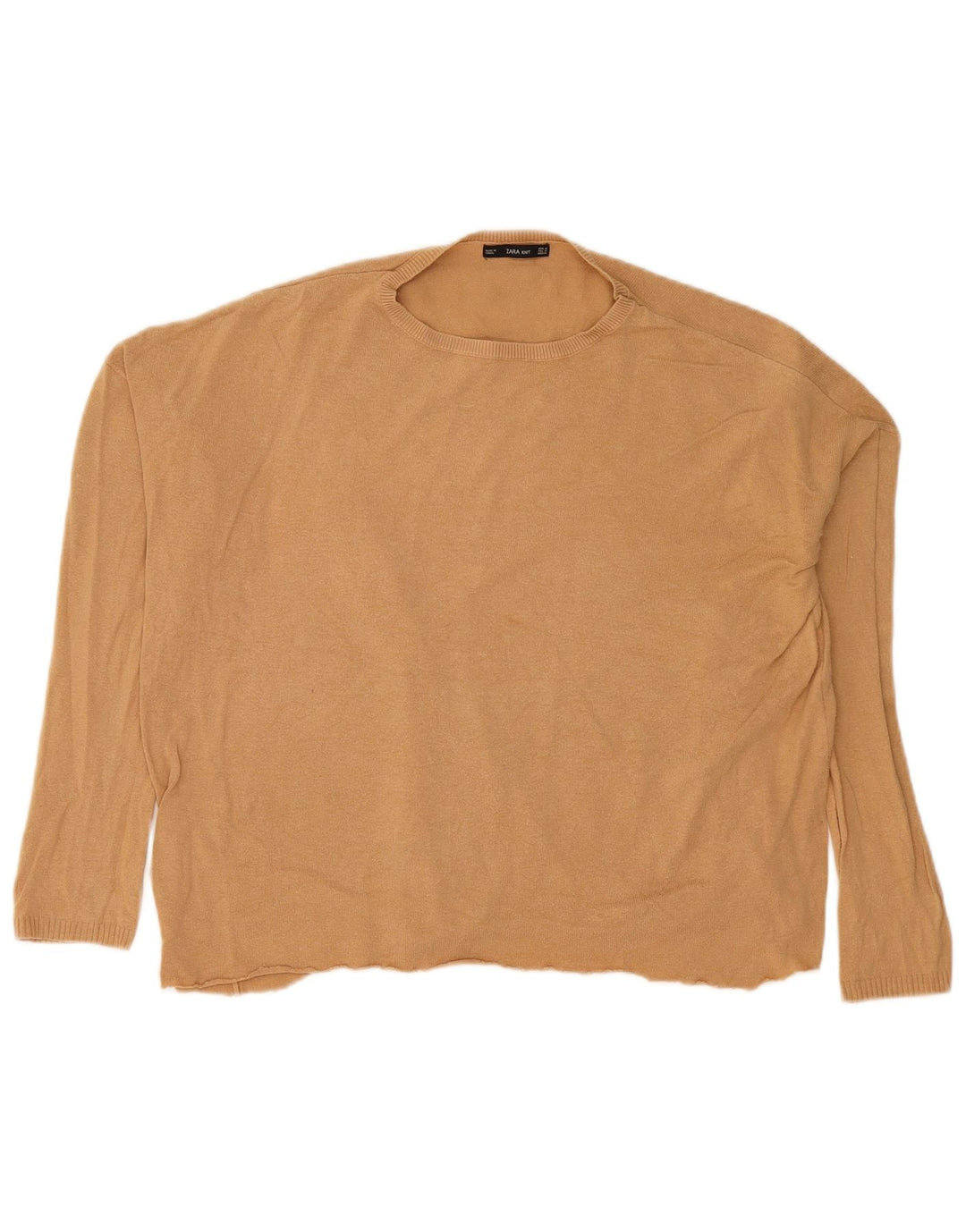 Pulover supradimensionat pentru femei Zara, cu gât crew, UK 14 Bej mediu