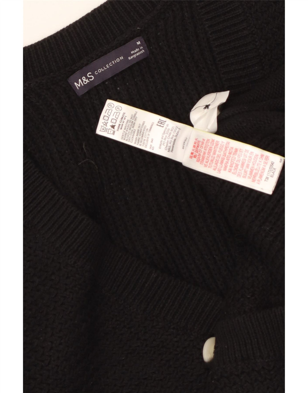 MARKS & SPENCER Pulover cardigan crop pentru femei UK 14 Bumbac mediu negru