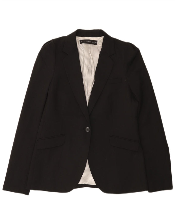 Sacou blazer pentru femei Zara, cu 1 nasture, UK 10, poliester negru mic