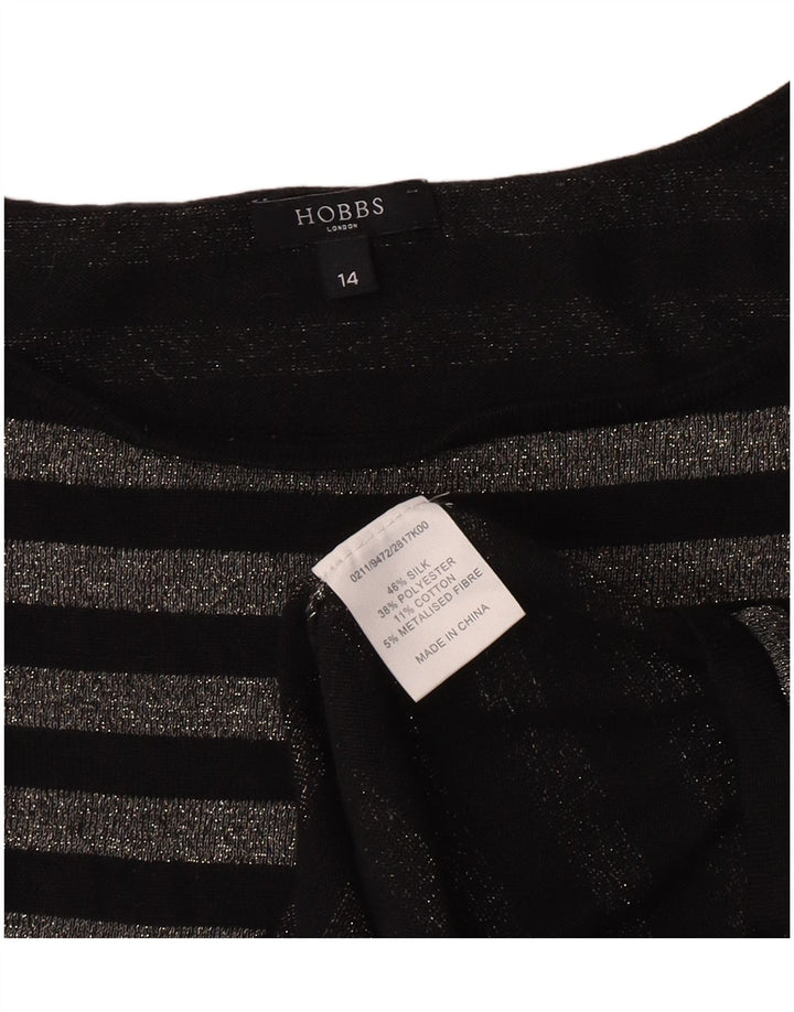 Top pentru femei Hobbs cu mânecă lungă UK 14 Medium Black Striped Silk