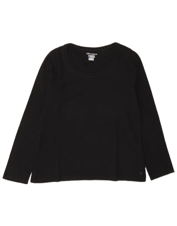 Top pentru femei Champion cu mânecă lungă UK 12 Medium Black Bumbac