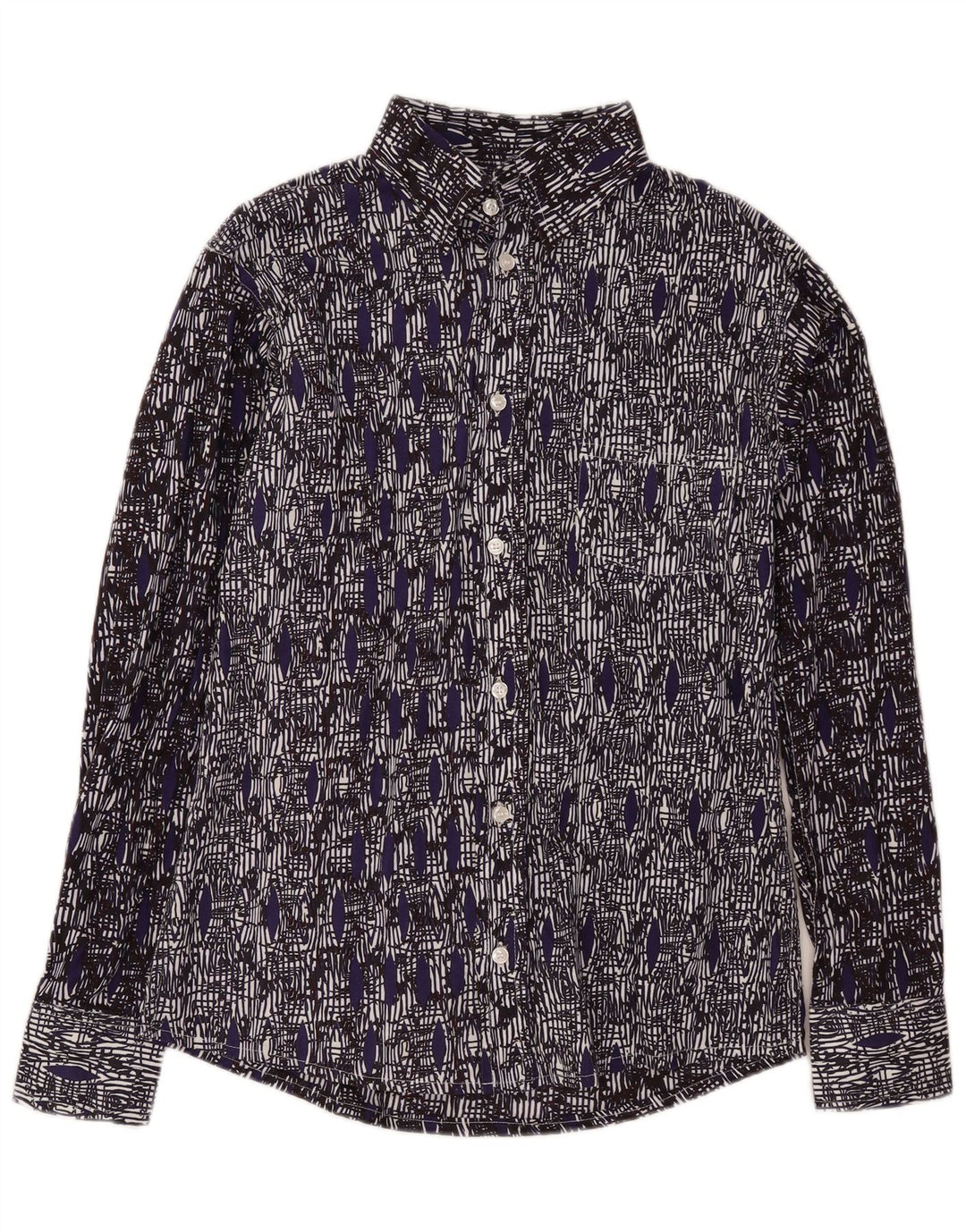 Cămașă Vintage Bărbați Mic Bleumarin Geometric