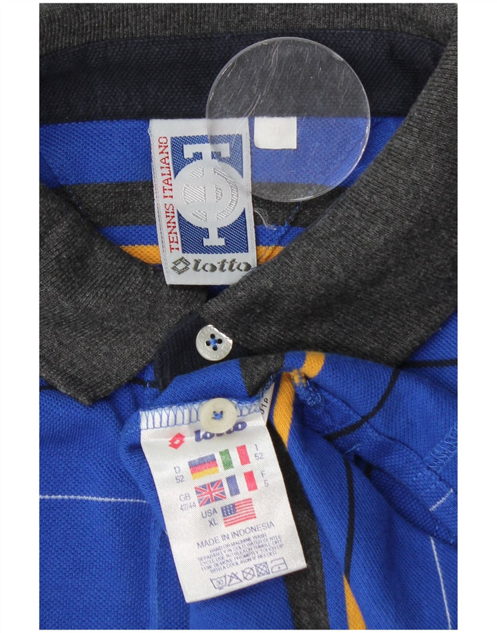 LOTTO Tricou polo pentru bărbați UK 42/44 XL Bumbac cu dungi albastre