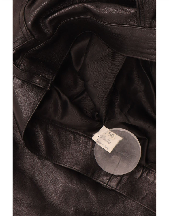 VINTAGE Pantaloni drepti din piele pentru bărbați IT 50 Large W32 L30 Piele neagră