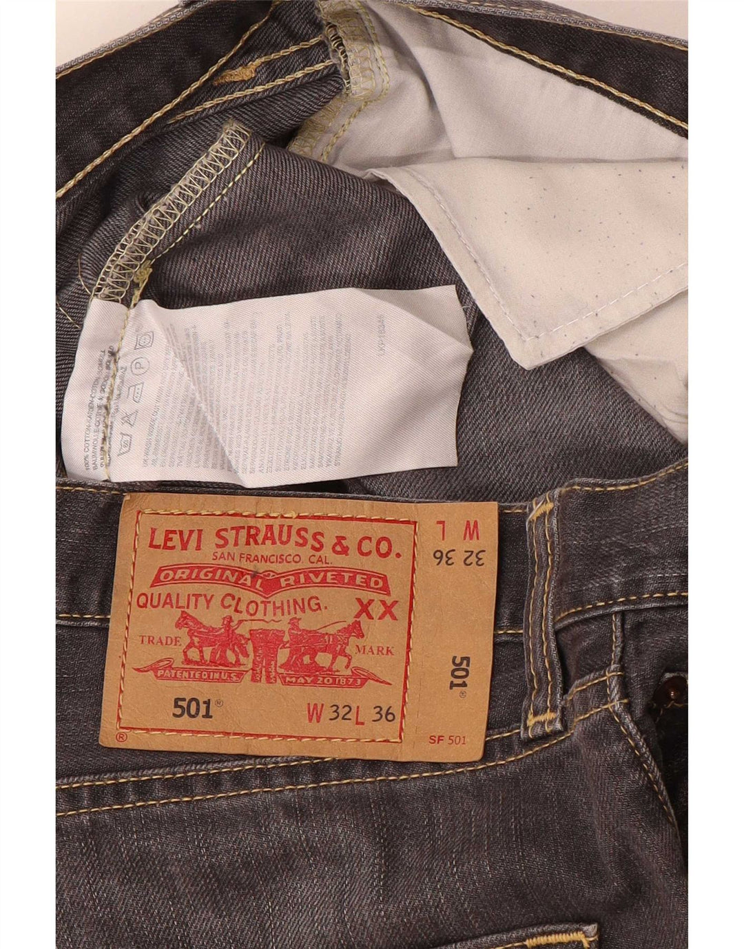 Blugi 501 drepti pentru bărbați Levi's W32 L32 bumbac gri