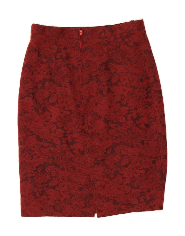 VINTAGE Womens Pencil Skirt IT 44 Medium W28  Red Floral Wool Vintage Vintage and Second-Hand Vintage from Messina Hembry 