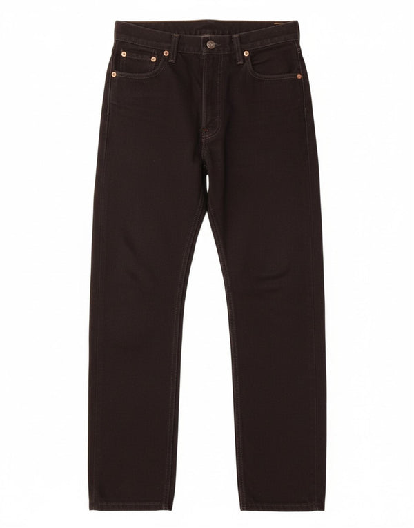 LEVI'S Womens 505 High Waist Straight Jeans W28 L32 Black Cotton