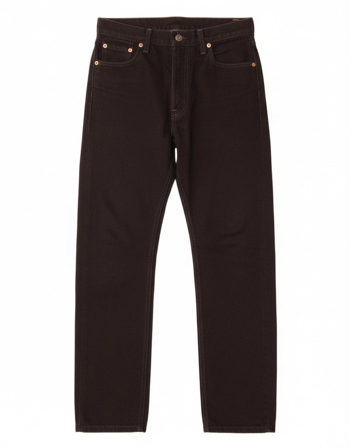 LEVI'S Womens 505 High Waist Straight Jeans W28 L32 Black Cotton