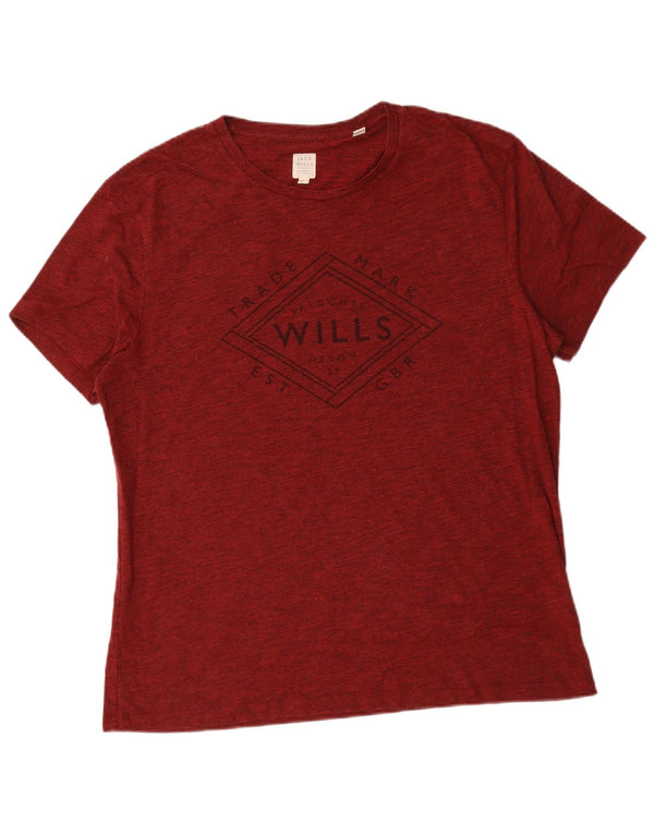 Tricou grafic Jack Wills pentru bărbați Top XL burgundy bumbac cu pete