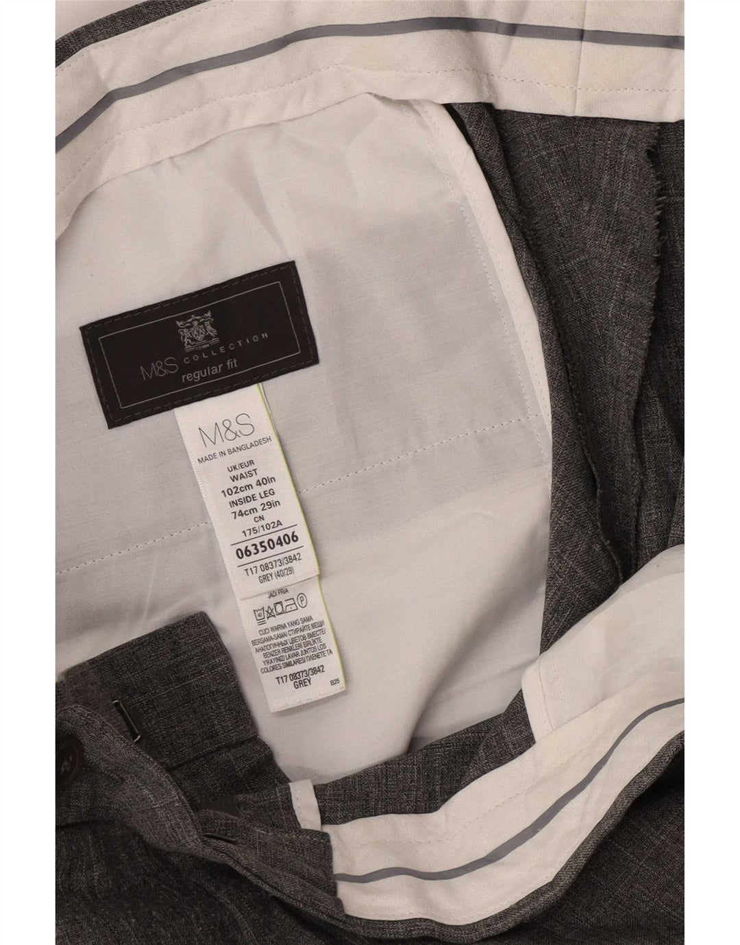 Pantaloni de costum pentru bărbați Marks & Spencer, cu ajustare normală, L40 L29, poliester gri