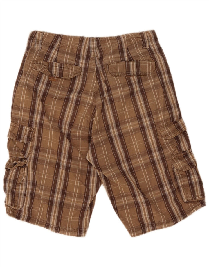 Pantaloni scurți cargo pentru bărbați Lee W30, bumbac carouri maro mediu
