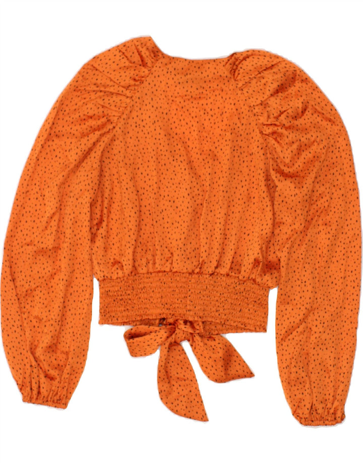 TOPSHOP Womens Crop Shirt Blouse UK 8 Small Orange Spotted Polyester | Vintage Topshop | Thrift | Second-Hand Topshop | Used Clothing | Messina Hembry 