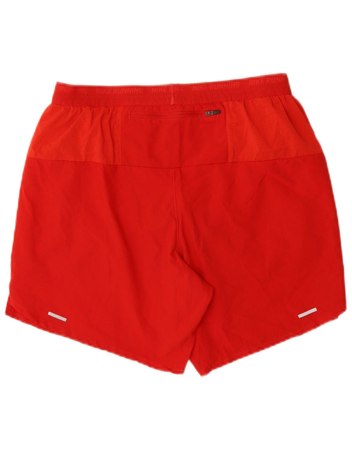 NIKE Womens Dri Fit Graphic Sport Shorts UK 14 Medium  Red Polyester