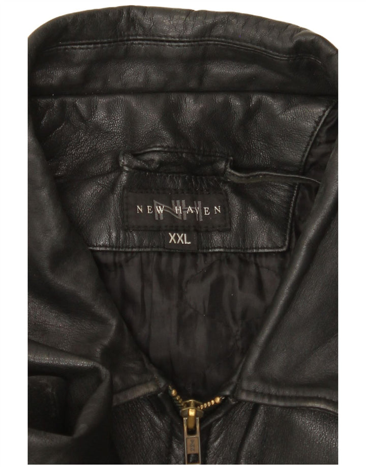 Jachetă de piele pentru bărbați VINTAGE UK 44 2XL Negru